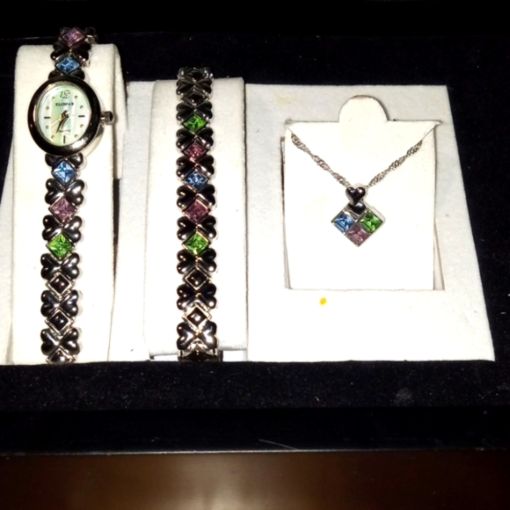 Elgin Luxury Gemstone Watch Gift Set
